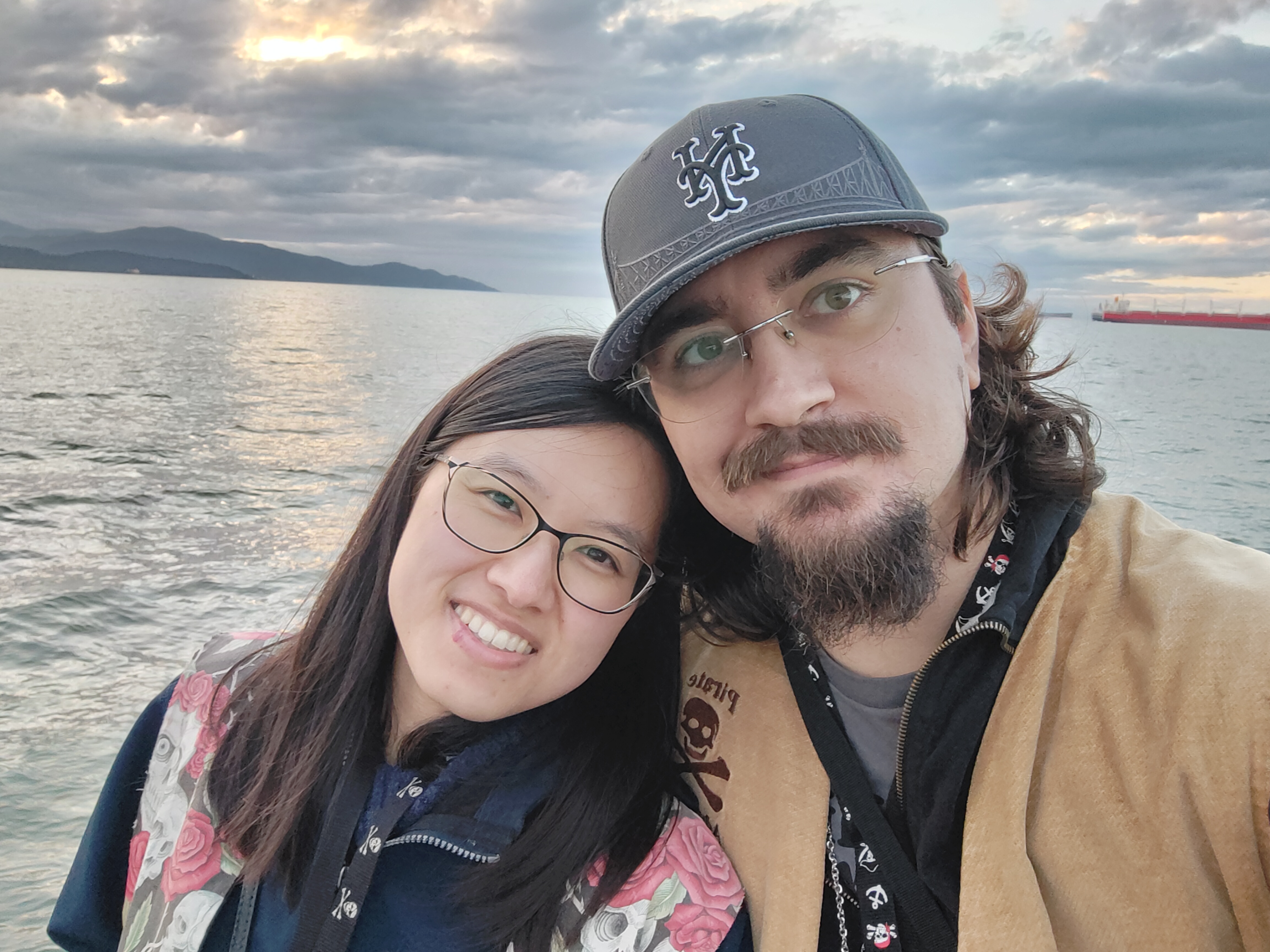 Megan and Andrew dressed as Pirates on a boat in False Creek, Vancouver.